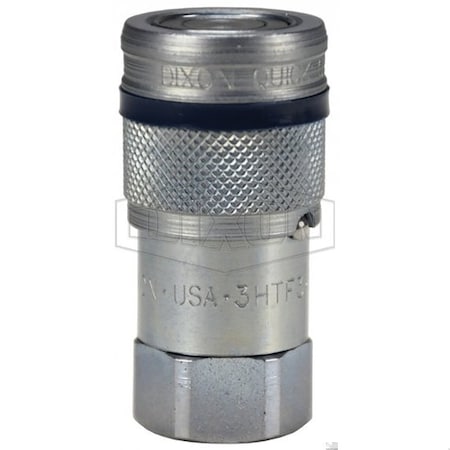 Dixon DQC HT Flushface Female Coupler, 1-5/8-12 Nominal, Female O-Ring Boss End Style, Steel 8HTOF10